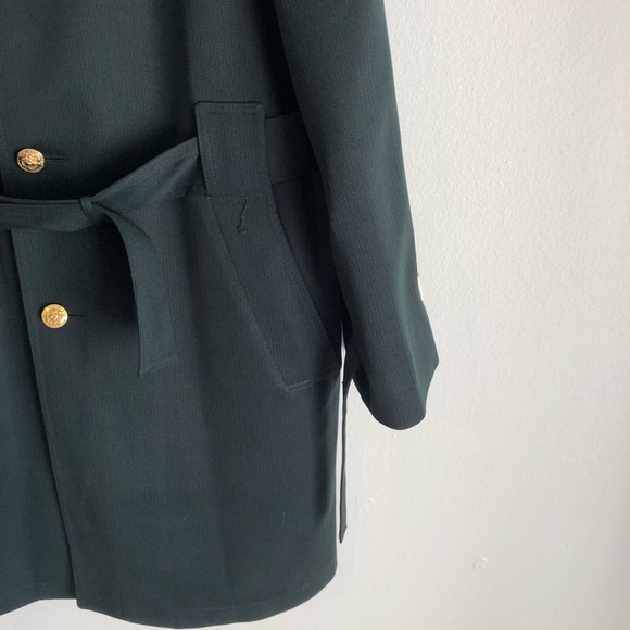 John Weitz Green Belted Trench Coat Gold Lining - Picture 4 of 8